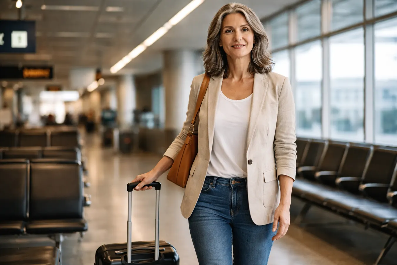 Four packing cubes of varying sizes arranged inside an open roller suitcase showing fit and remaining space