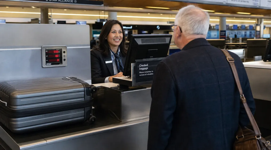 Traveler checking luggage weight at home before heading to the airport