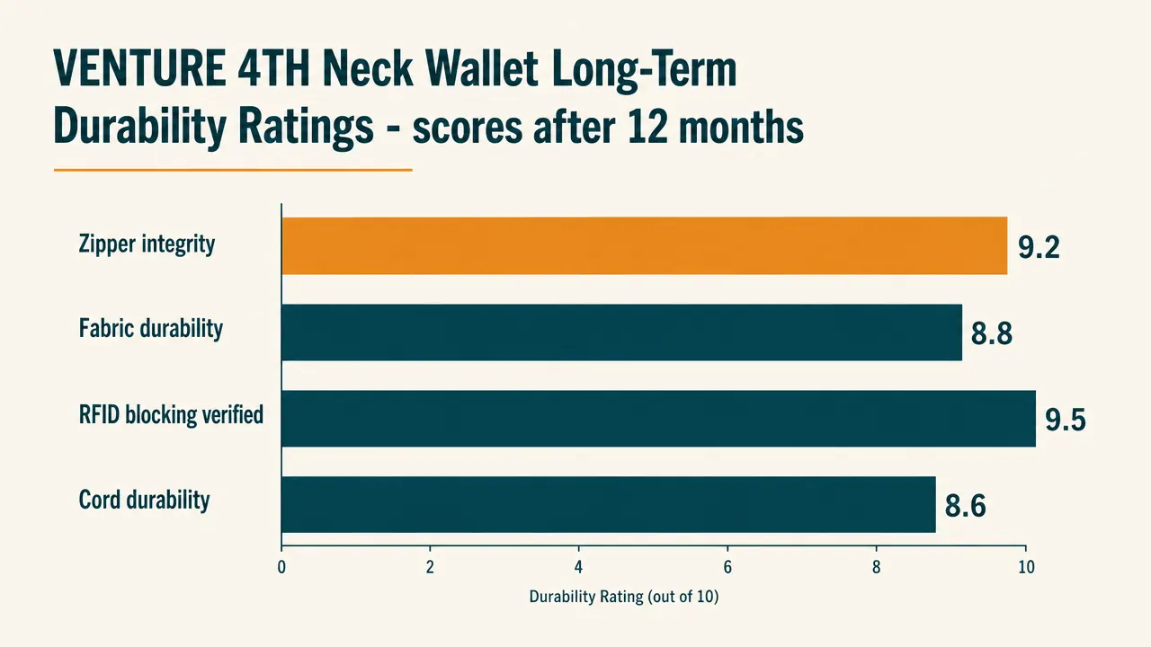 Chart comparing neck wallet comfort rating over months of use across different climates